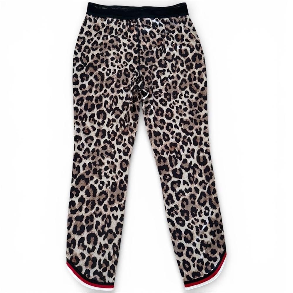 Pam & Gela Leopard Print Track Pants Red White Side Stripe Size Large - Picture 7 of 10
